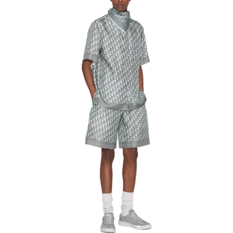 Shop DIOR Pantalones Cortos Casuales Corte Recto Estampado Completo Hombre Azul 013C121A5650-C680