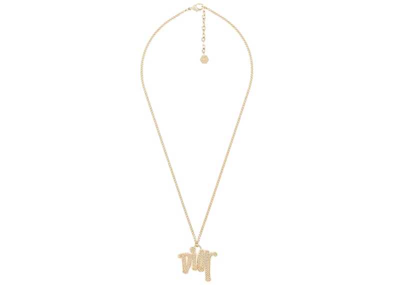 Dior And Shawn Pendant Necklace Gold-Tone Brass with Crystals