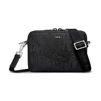 Dior And Shawn Pouch with Strap Nylon Jacquard Black