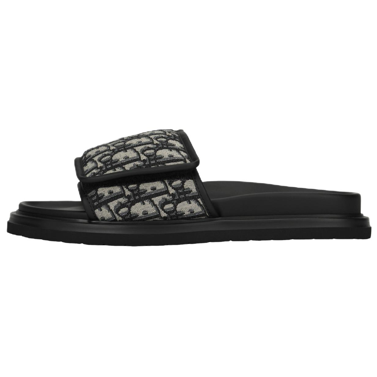 DIOR Aqua Leather Velcro Slide Sandals Men’s Beige Black 3SA167ZSA_H961