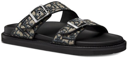 DIOR迪奧 OBLIQUE 皮革 圓頭套腳厚底 一字拖鞋 男款 黑色 Lookbook DIOR迪奧 OBLIQUE 皮革 圓頭套腳厚底 一字拖鞋 男款 黑色