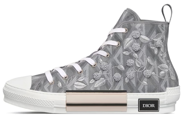 Buy DIOR 迪奧 B23 帆布 刺繡 高筒系帶 時尚板鞋 男款 灰色