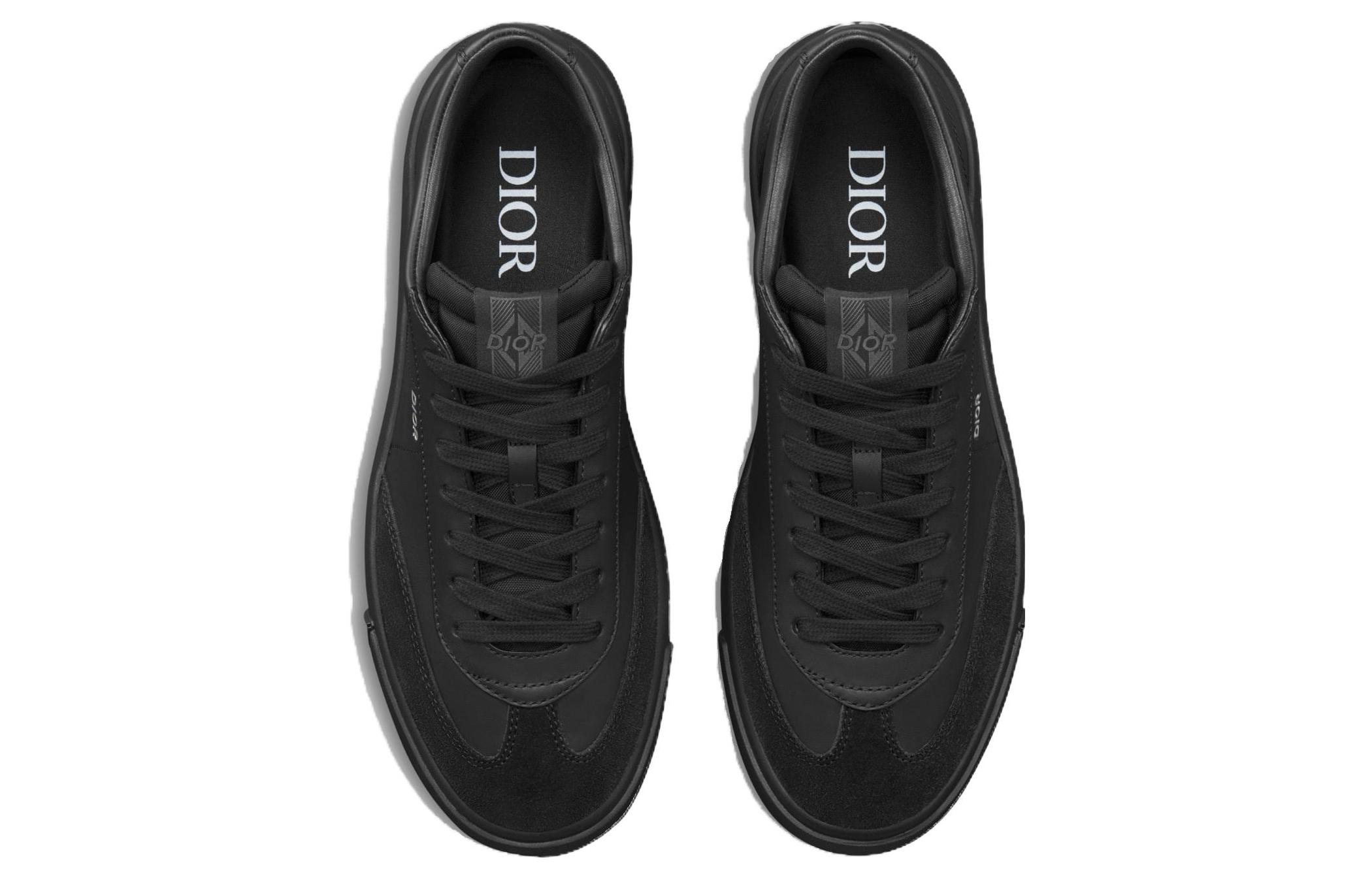 Lookbook DIOR迪奧 牛皮革 圓頭繫帶 低筒 帆布鞋 男款 黑色