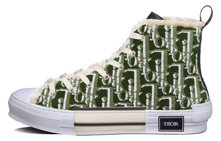 Buy DIOR 迪奧 B23 Oblique 印花 休閒高幫板鞋 米綠色