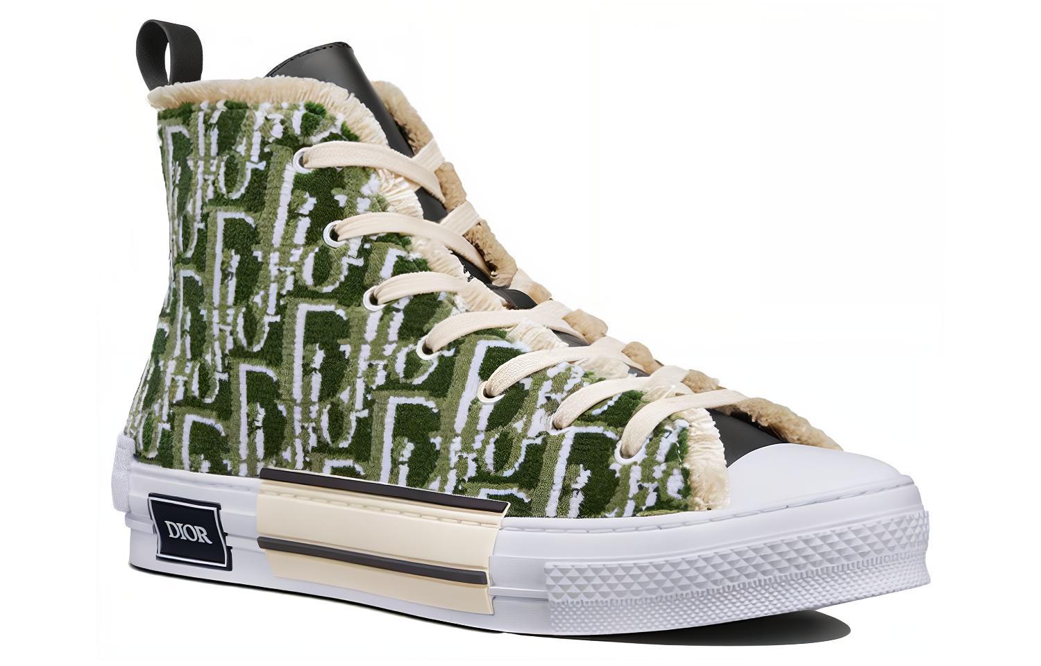 Lookbook DIOR 迪奧 B23 Oblique 印花 休閒高幫板鞋 米綠色