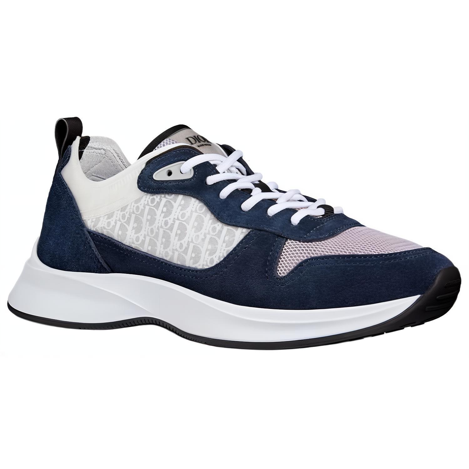 Lookbook Dior B25 Runner Navy Oblique Suede Lelaki Wanita 3SN259YXY_H568