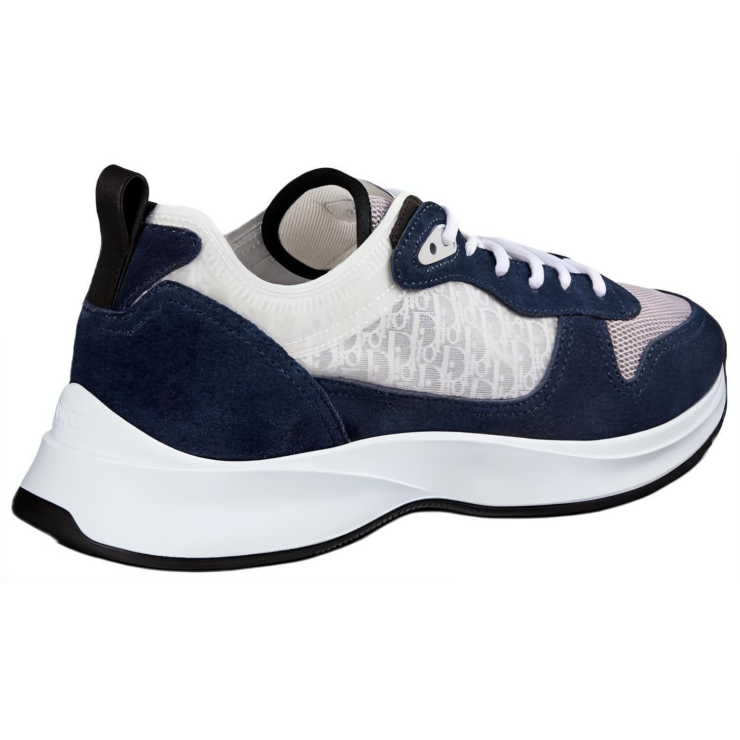 Shop Dior B25 Runner Navy Oblique Suede Lelaki Wanita 3SN259YXY_H568