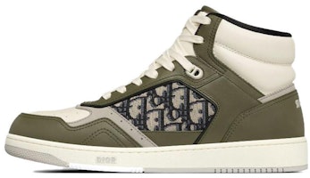 Dior B27 High Olive and Cream Smooth Calfskin with Beige and Black Dior Oblique Jacquard 3SH133ZIR_H661 Dior B27 High Olive and Cream Smooth Calfskin with Beige and Black Dior Oblique Jacquard 3SH133ZIR_H661