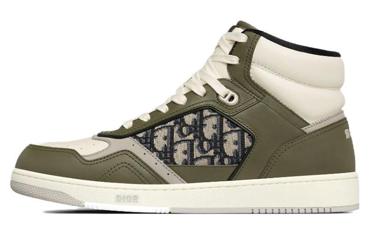 Dior B27 High Olive and Cream Smooth Calfskin with Beige and Black Dior Oblique Jacquard 3SH133ZIR_H661