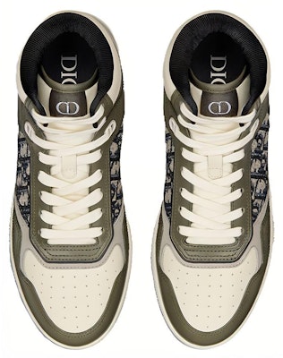 Dior B27 High Olive and Cream Smooth Calfskin with Beige and Black Dior Oblique Jacquard 3SH133ZIR_H661 Lookbook Dior B27 High Olive and Cream Smooth Calfskin with Beige and Black Dior Oblique Jacquard 3SH133ZIR_H661