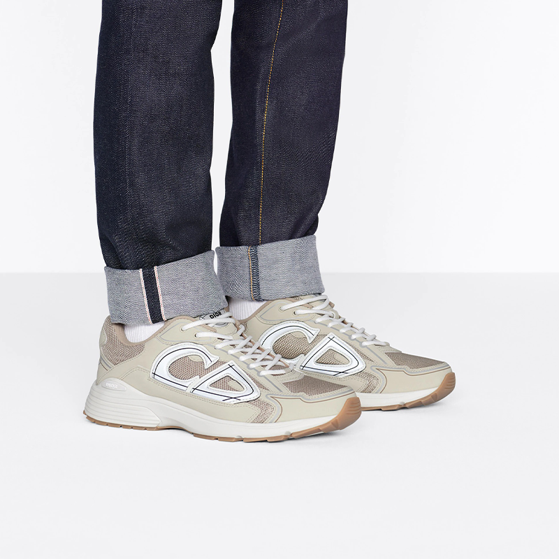 Shop Dior迪奧 B30 布料 網狀 低筒 運動休閒鞋 男款 奶油白色