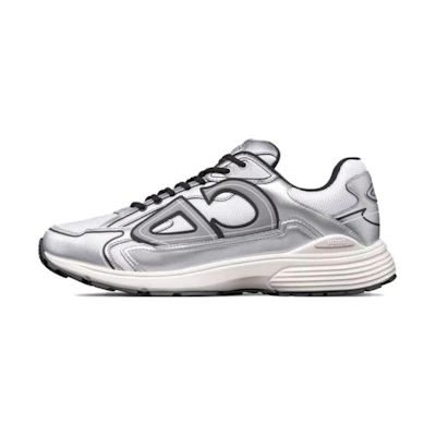 Dior B30 White Mesh Silver-Tone Metallic Calfskin