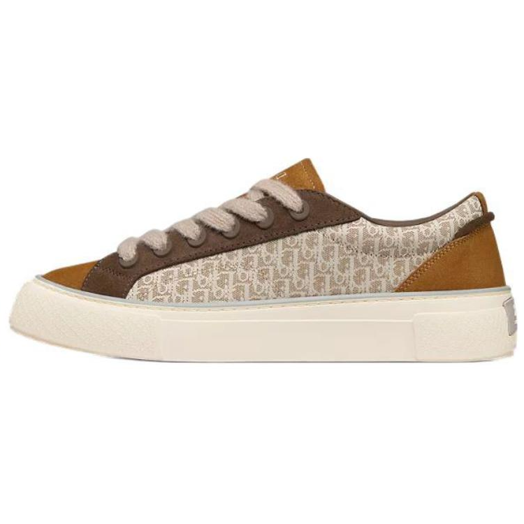 Dior B33 Low-Top Brown Leather Sneakers Round Toe Lace-Up Casual Shoe 3SN303ZWN_H773