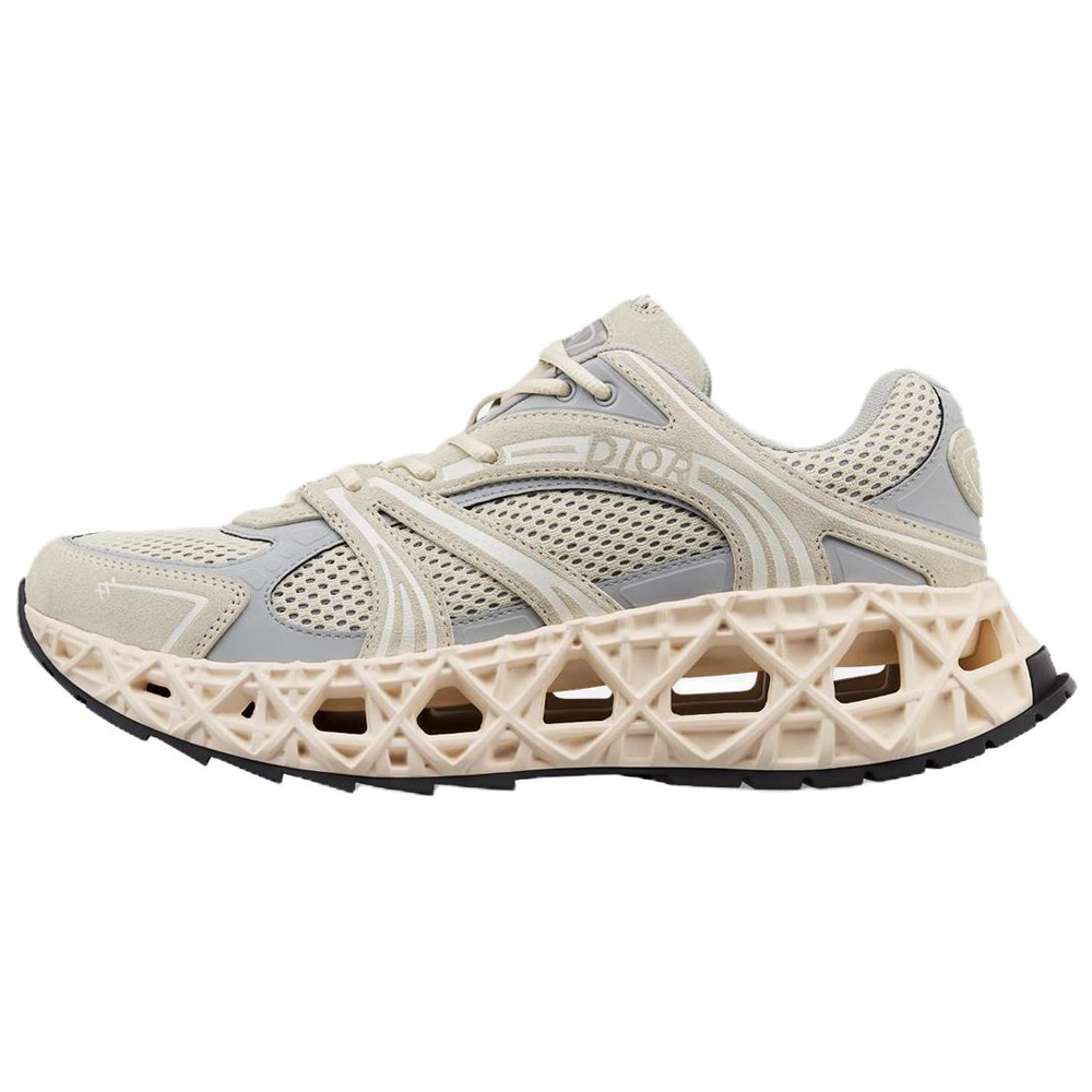 DIOR B35 Gray White Calfskin Suede Casual Low-Top Sneakers. 3SN323AAY_H808