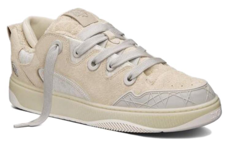 Order Dior B9S Skater ERL Suede Krim dengan Dior Oblique Jacquard Putih dan Krim 3SN289ZTF_H060