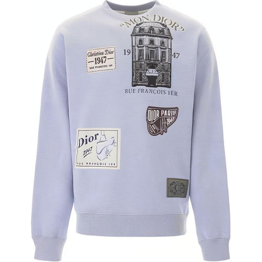 DIOR Badge Print Crewneck Sweatshirt Blue () 013J603B0531-580