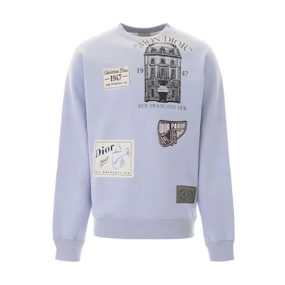 DIOR Badge Print Crewneck Sweatshirt Blue () 013J603B0531-580