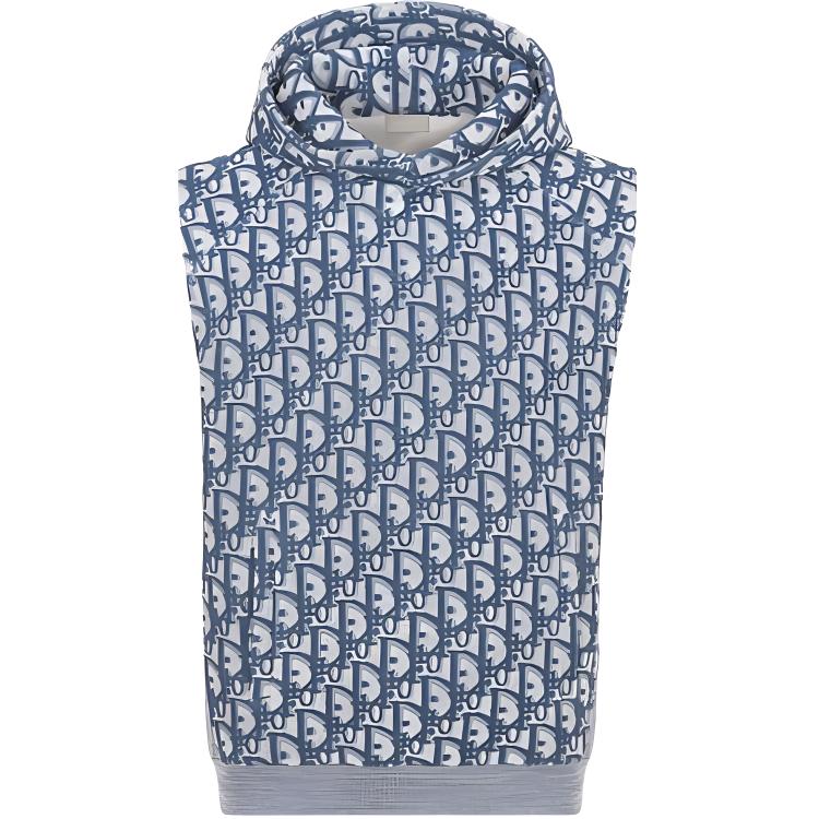 DIOR Beach Capsule Blue All-over Print Sleeveless Hoodie () 483J647A0907-C185