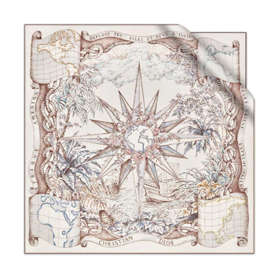 DIOR Beige Printed Silk Scarf Unisex Couples Edition 31REV0901616 C420 TU