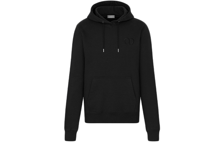 DIOR Black "CD Icon" Logo Print Drawstring Hoodie 943J600A0531-C989