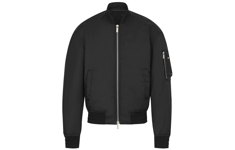DIOR Black Bomber Jacket with Zipper and Sleeve Pocket 943C439A4732-C900