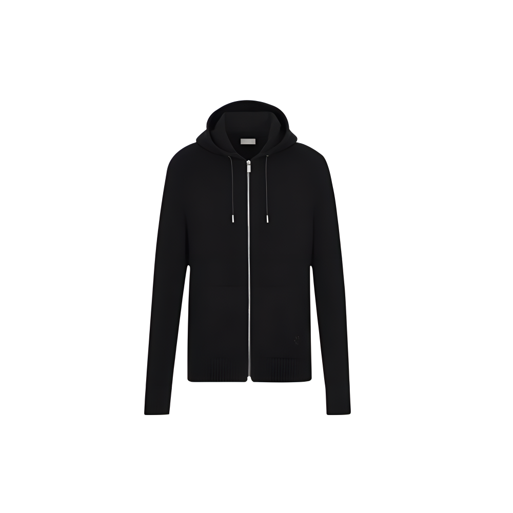 DIOR Black Cashmere Knit Zipper Sweatshirt 013M200AT956-C989
