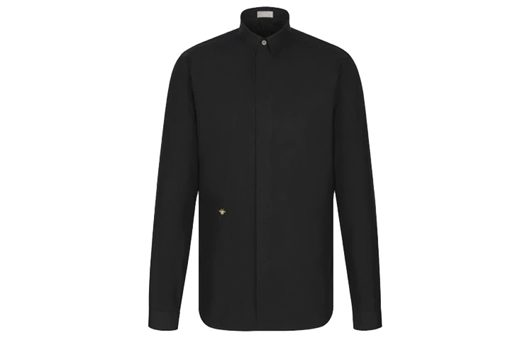 DIOR Black Cotton Bee Embroidery Long Sleeve Button-Up Shirt 733C554B2088-C971