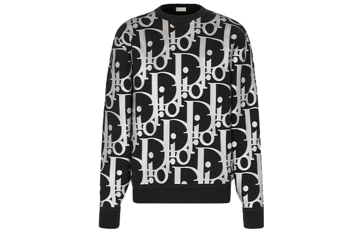Order Sweater Dior Hitam Crewneck dengan Cetakan Huruf 113M630AT197-C900