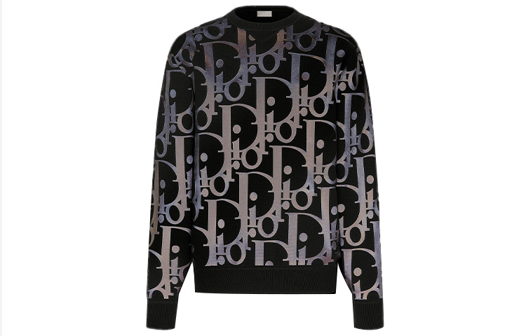 Shop Sweater Dior Hitam Crewneck dengan Cetakan Huruf 113M630AT197-C900