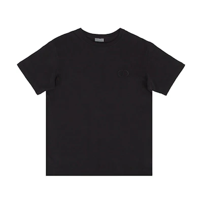 DIOR Black Crewneck T-Shirt with Chest Logo Embroidery 943J605A0554-C989
