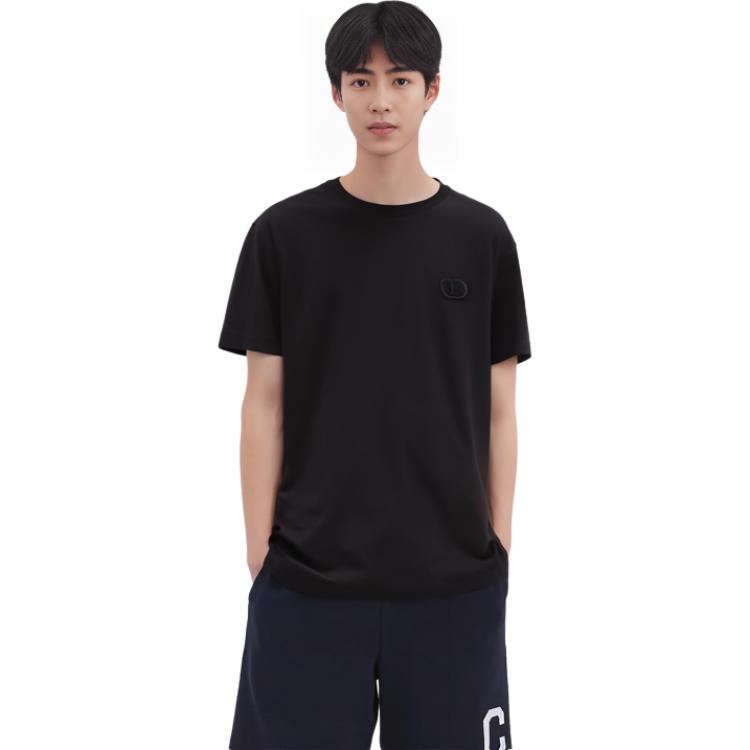Details for ディオール ブラック クルーネック Tシャツ 胸ロゴ刺繍入り 943J605A0554-C989