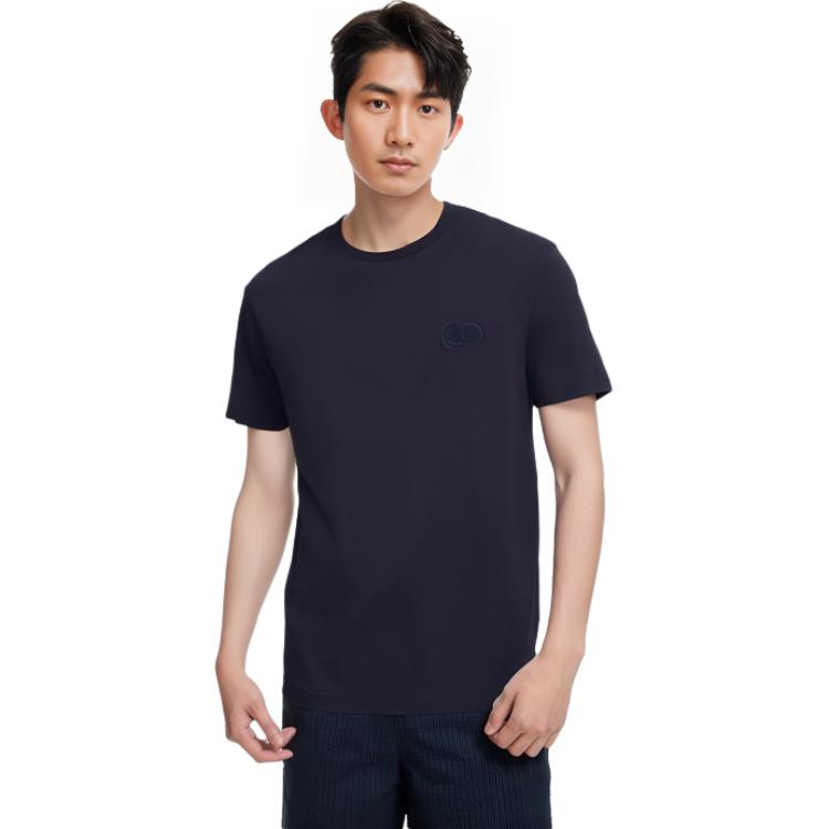 Cheap ディオール ブラック クルーネック Tシャツ 胸ロゴ刺繍入り 943J605A0554-C989