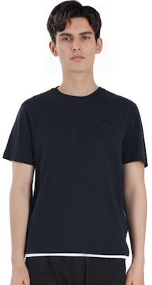 ディオール ブラック クルーネック Tシャツ 胸ロゴ刺繍入り 943J605A0554-C989 1