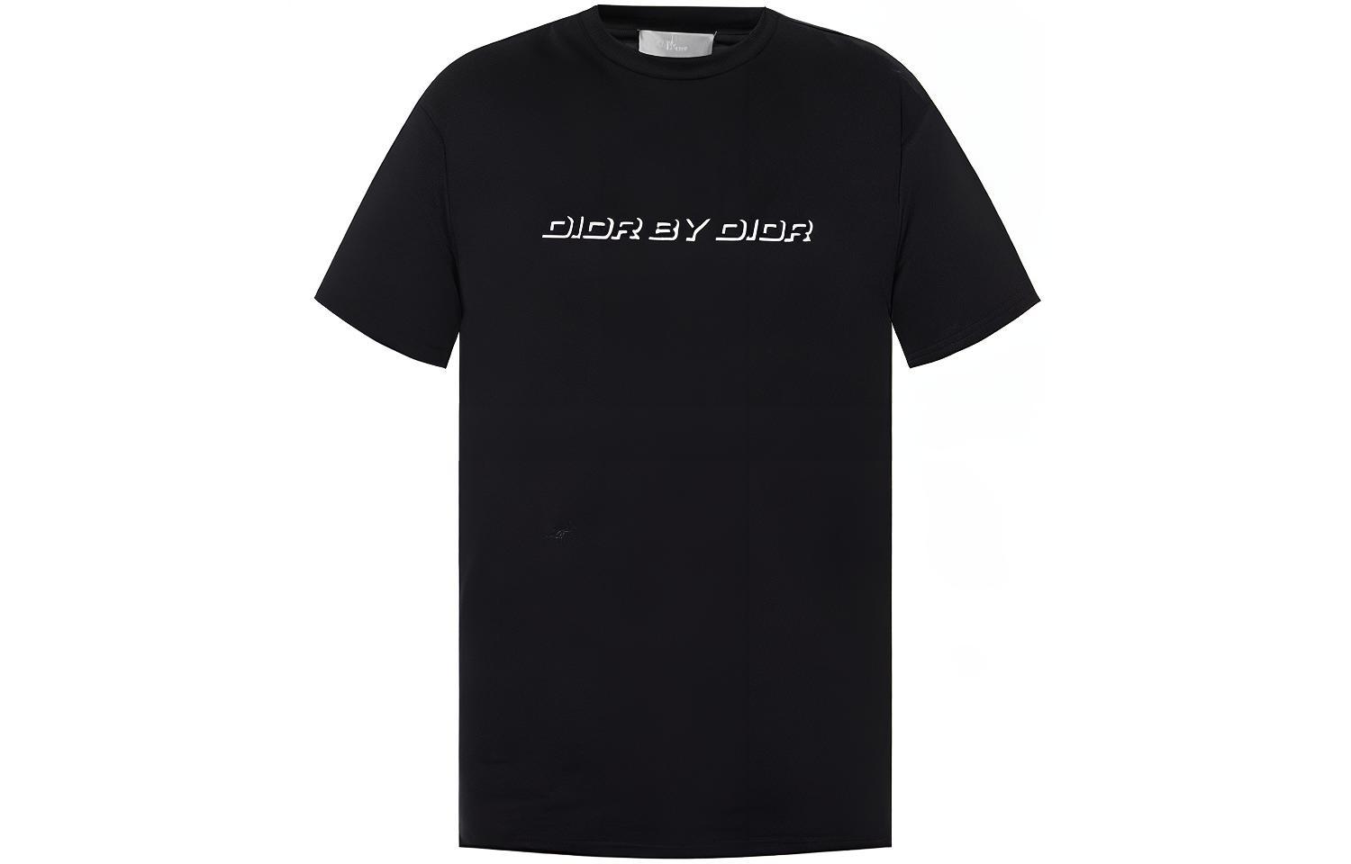 DIOR Black Embroidered Logo Print Short Sleeve T-Shirt 863J611K0910-980