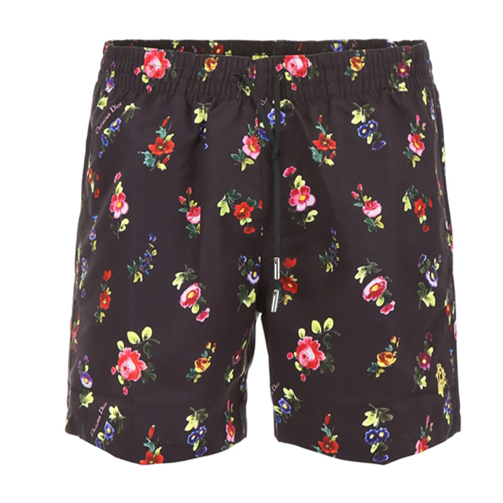 DIOR Black Floral-Pattern Technical Fabric Shorts 733B002W8484-971