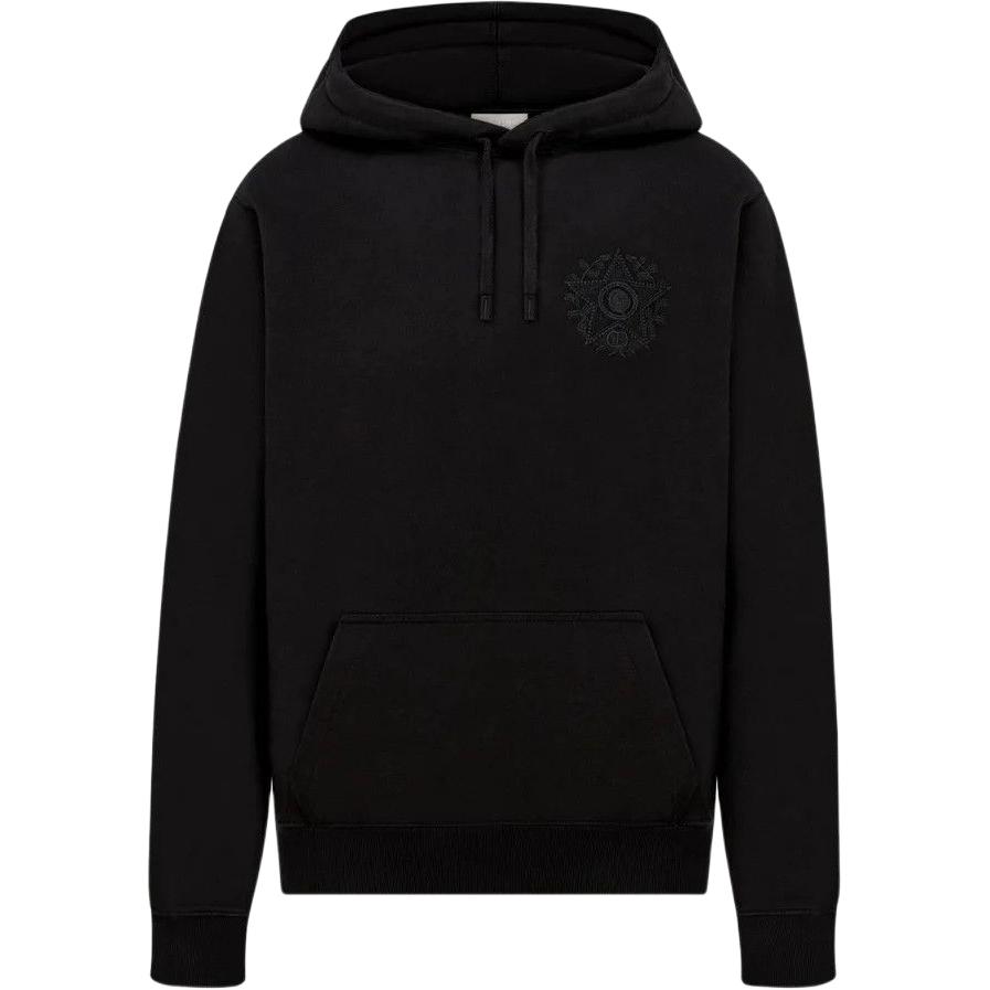 DIOR Black Floral Print Hoodie with Long Sleeves 243J691D0531-C989