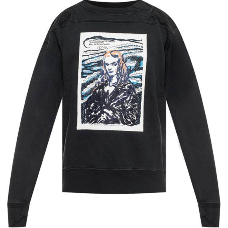 DIOR Black Graphic Print Crewneck Long-Sleeve Sweatshirt 943J660A0531889