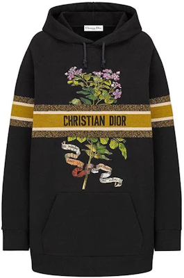DIOR Black Hoodie with Botanical Print Pattern 113S04A4013-9406 Buy DIOR Black Hoodie with Botanical Print Pattern 113S04A4013-9406