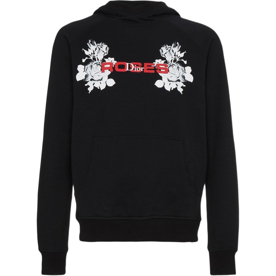 DIOR Black Hoodie with Rose Print Design 863J605I-0264-980