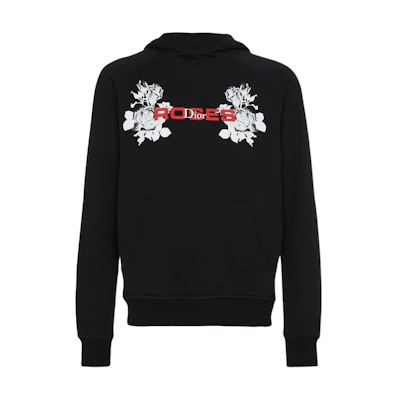 DIOR Black Hoodie with Rose Print Design 863J605I-0264-980