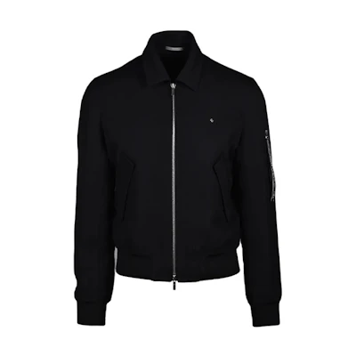 DIOR Black Jacket with Side Zipper and Embroidered Bee Design 833C405A4272-900