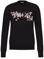 DIOR Black Laser Letter Cherry Blossom Knit Wool Sweater Unisex 933M642CT049-980 DIOR Black Laser Letter Cherry Blossom Knit Wool Sweater Unisex 933M642CT049-980