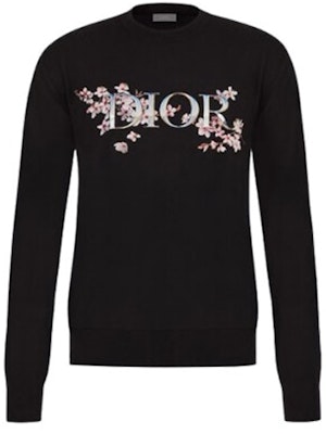 DIOR Hitam Laser Letter Cherry Blossom Knit Wool Sweater Unisex. 933M642CT049-980 Buy DIOR Hitam Laser Letter Cherry Blossom Knit Wool Sweater Unisex. 933M642CT049-980