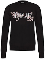 DIOR Hitam Laser Letter Cherry Blossom Knit Wool Sweater Unisex. 933M642CT049-980 Order DIOR Hitam Laser Letter Cherry Blossom Knit Wool Sweater Unisex. 933M642CT049-980