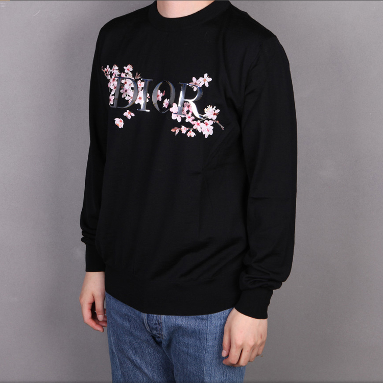 Purchase DIOR Hitam Laser Letter Cherry Blossom Knit Wool Sweater Unisex. 933M642CT049-980
