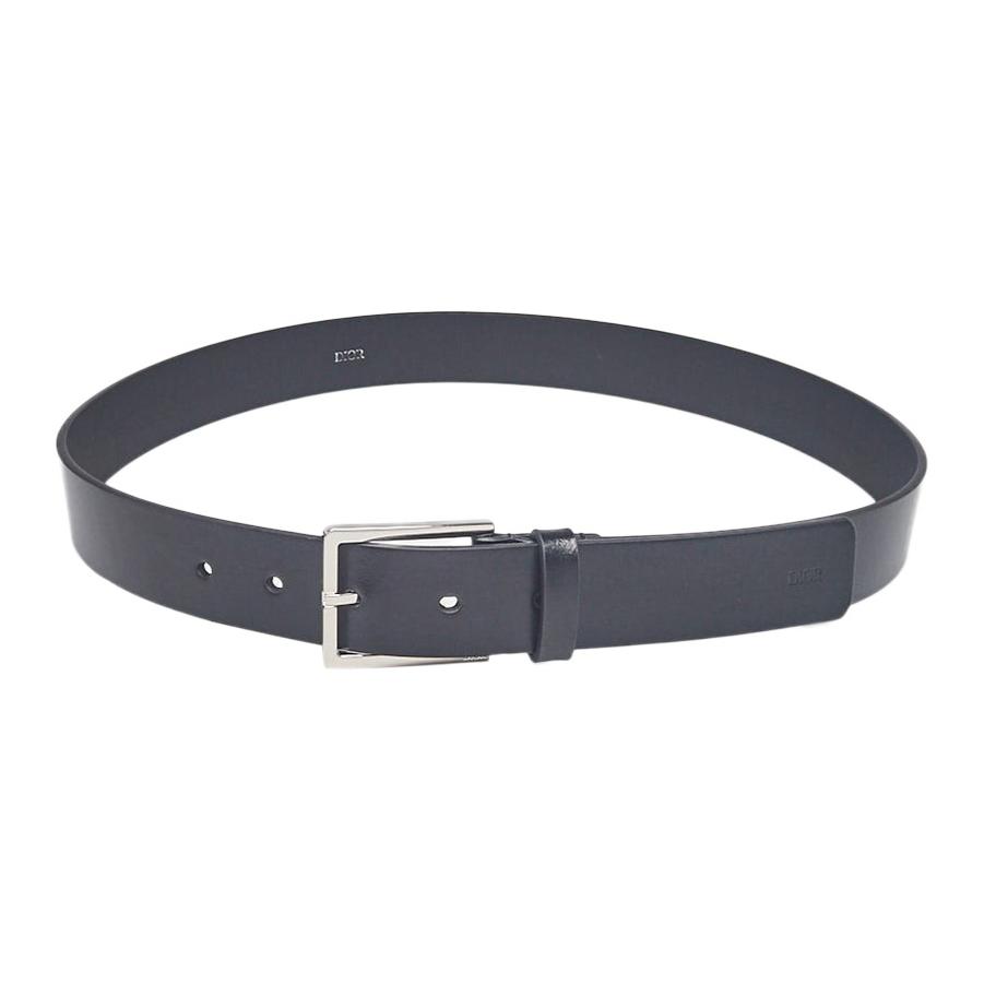 DIOR Black Leather Belt with Eyelet Design for Men - 3CM Width. 4349PUYBS