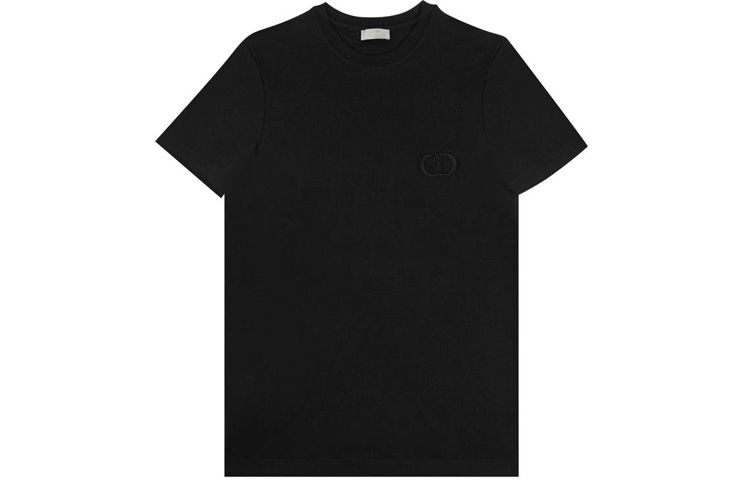 DIOR Black Logo Embroidered Crew Neck T-Shirt - New Season Collection 013J600A0589-C989