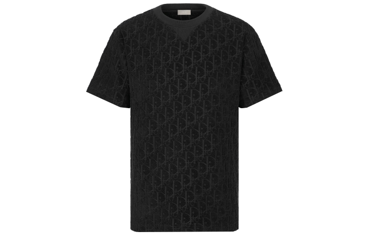DIOR Black Logo Jacquard Short Sleeve T-Shirt 113J692A0614-C989