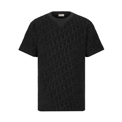 DIOR Black Logo Jacquard Short Sleeve T-Shirt 113J692A0614-C989