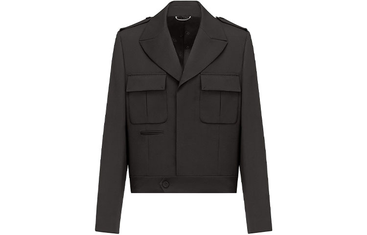 DIOR Black Long-Sleeve Jacket with Chest Pocket New Season Release 143C204A4739-C989